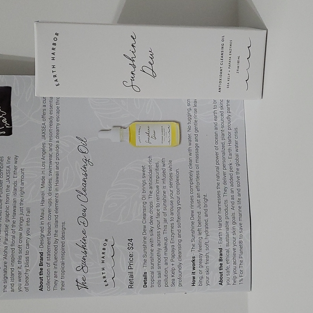 Earth Harbor Sunshine Dew Cleansing Oil NIB